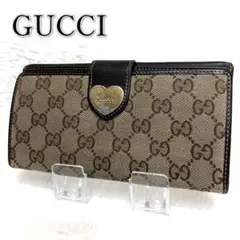 GUCCI グッチ ラブリーハート 長財布 GGキャンバス ダークブラウン