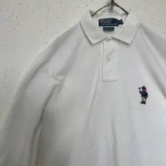 ポロバイラルフローレン 90s 青タグ　ポロベア長袖ポロシャツ　サイズＳ