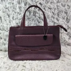 オーストリッチ JRA公認 フルポイント レザー ハンドバッグ 長財布可