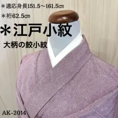 ＊AK-2014 江戸小紋 鮫小紋 紋無し 正絹　広衿　袷　着物