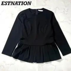 美品✨ 現行✨ ESTNATION ペプラムブラウス ラウンドネック Aライン