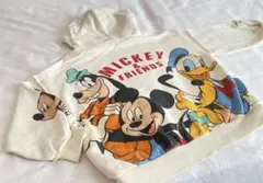 【美品】【ZARA】ミッキー ベビー フード付きパーカー クリーム色 104cm
