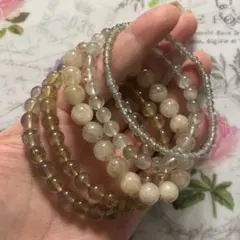 【特価品】 天然石 グレージュ系 小粒ブレスレット 5本セット まとめ売り