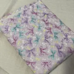 リボン柄 キルティング生地 ピンク