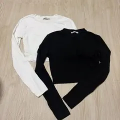 ZARA クロップド丈 長袖Tシャツ 2枚セット