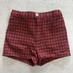 4653 ファミリア 赤チェック ハーフパンツ 120