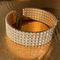 ラインストーン バングル B　ブレスレット 社交ベリーダンス　ゴールド　シルバー