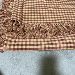 カントリーチェック柄フリンジ付きマルチカバー