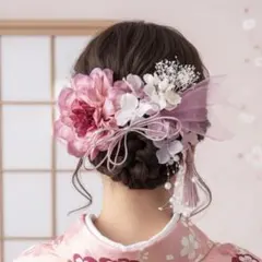 チェリーピンク〜和装花髪飾り〜結婚式　成人式　卒業式　振袖　袴　ヘアアクセサリー