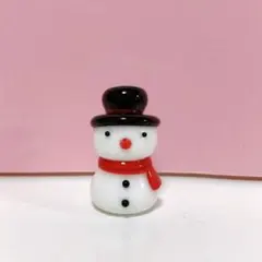 ガラス細工 スノーマン(ブラックの帽子と赤いマフラー)
