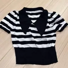 SHEIN ポロシャツ ボーダー柄 半袖のサムネイル