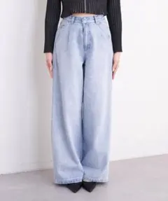 Chico チコ サイドライン デニム ワイドデニム ブルー ライトブルー