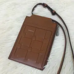 未使用✨オルセット ポシェット ショルダーウォレット 編み込み レザー ブラウン