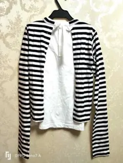 【新品同様】tricot COMME des GARCONS Tシャツ リボン 美品！COMME des GARCONS リボン柄 カットソー Tシャツ 黒