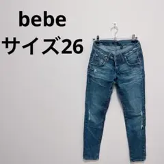 bebeダメージ加工 ブルーデニム 紺 Mサイズ ジーンズ ジーパン