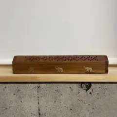 木製 香立て 香入れ　象の装飾 花模様　アジアン雑貨　バリ島