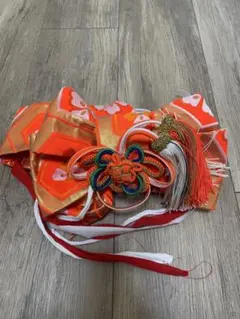 七五三 結び帯 作り帯 オレンジ系 桜文様