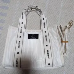 ホワイト トートバッグ ショルダーストラップ付き