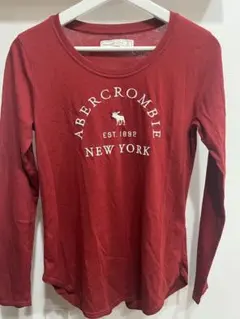 美品！Abercrombie & Fitch 赤 長袖Tシャツ S