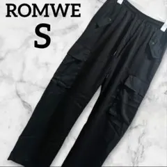良品✨ROMWE【S】ブラック カーゴパンツ 黒 薄手 動きやすい 快適