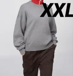 UNIQLO スムースコットンクルーネックセーター　グレー　XXLのサムネイル