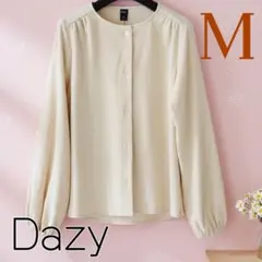 ブラウス ベージュ M シフォン風 長袖 ゆったり シャツ オフィスカジュアル