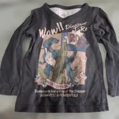 長袖　トップス　ロンT　恐竜　黒　110