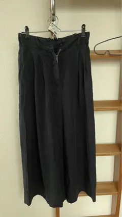 H&M 黒青 ワイドパンツ
