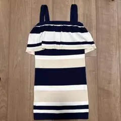 rienda リエンダ　ストライプ ノースリーブ リブタイトワンピース　ギャル服