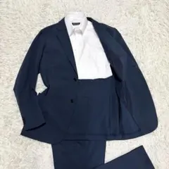 ユニクロ　セットアップスーツ　感動シリーズ　ネイビー　シアサッカー　紺　XL