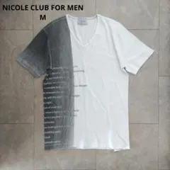 NICOLE CLUB FOR MEN　Vネック　Tシャツ　М　モノトーン