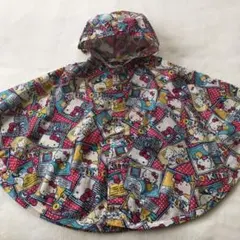 ハローキティ　フード付きレインコート　ポンチョ型(80〜100)