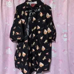 天使柄 半袖シャツ 黒