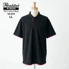 Printstar PIQUE ポロシャツ ブラック ピンクライン LL 鹿の子のサムネイル