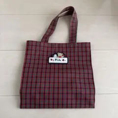 ファミリア　トートバッグ　小　赤チェック