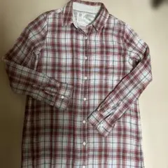 G OAコットン製赤と白のチェックシャツワンピース