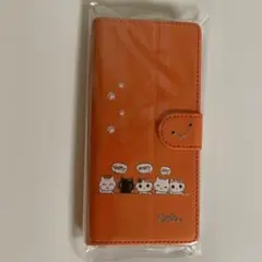 Qmbo 猫イラスト 手帳型ケース オレンジ