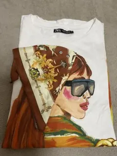 ZARA 女性イラストプリント Tシャツ/Ｍ半袖