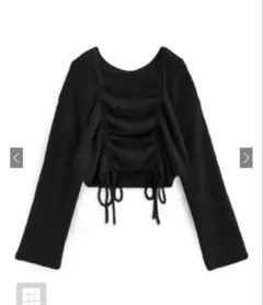 GRLドロストフェザーニットトップス ブラック [tu1498]