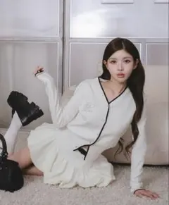 ダーリッチ　Darich バイカラーシグネチャーDRニットカーディガン　ホワイト