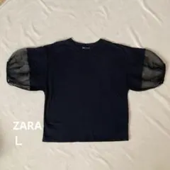ZARA 異素材Tシャツ　シースルー袖