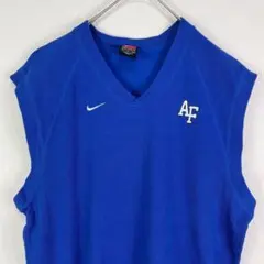 USA古着 00s NIKE ナイキ 刺繍 ニットベスト ベスト 青