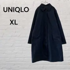 【UNIQLO】中綿ステンカラーコート ロング丈 ネイビー XL 防寒 オフィス