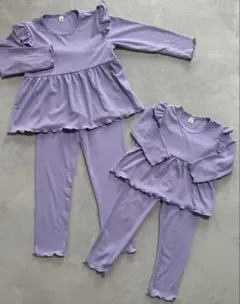 春♡姉妹お揃い♡肩フリルセットアップ♡120 90