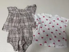 ベビー服　ハート柄Tシャツとチュニックショートパンツセット