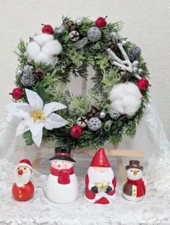 クリスマスリース　玄関リース　造花リース　インテリア