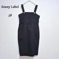 サニーレーベル デニムタイトジャンパースカート ストレッチ 黒 ワンピース　M