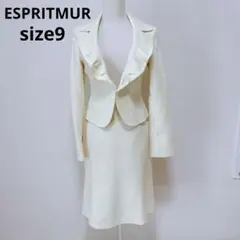 ESPRITMUR スカートセットアップ スーツ 脇レース フリル襟