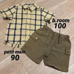 petit main チェック柄シャツ b.roow ショートパンツセット