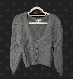 グレー ケーブルニット カーディガン 長袖